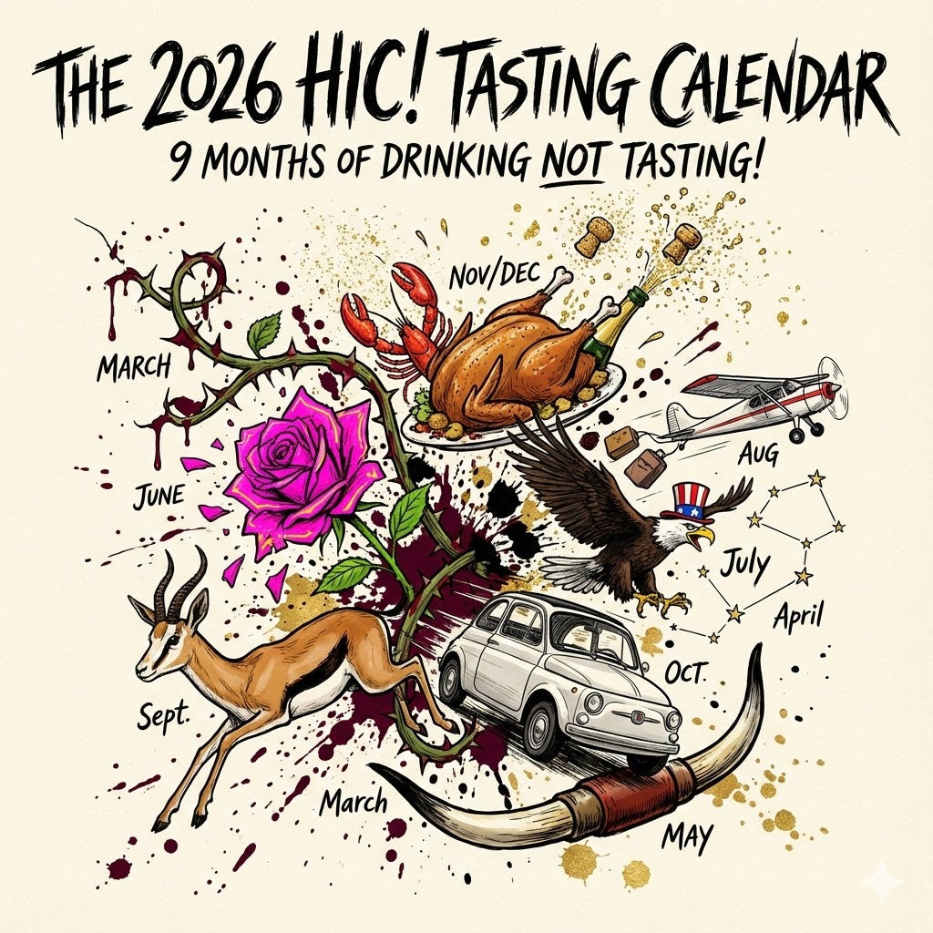 The Spittoon is Retired: Announcing the Hic! 2026 Wine Tasting Season for Unashamedly Premium Drinking
