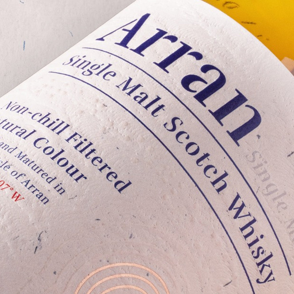 Close up picture of Arran Single Malt Scotch Whisky Label