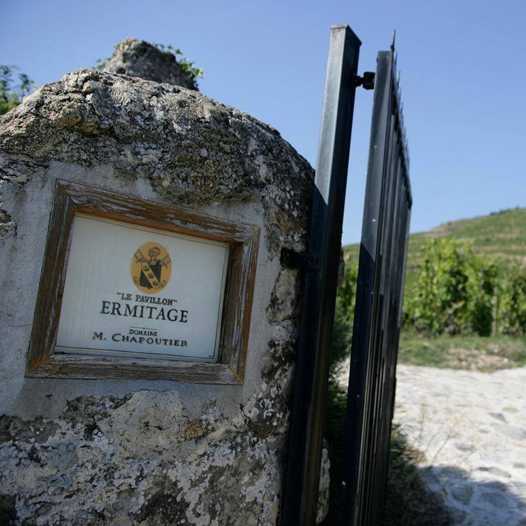 M. Chapoutier Vineyard Marker Sign at Le Pavillon Ermitage