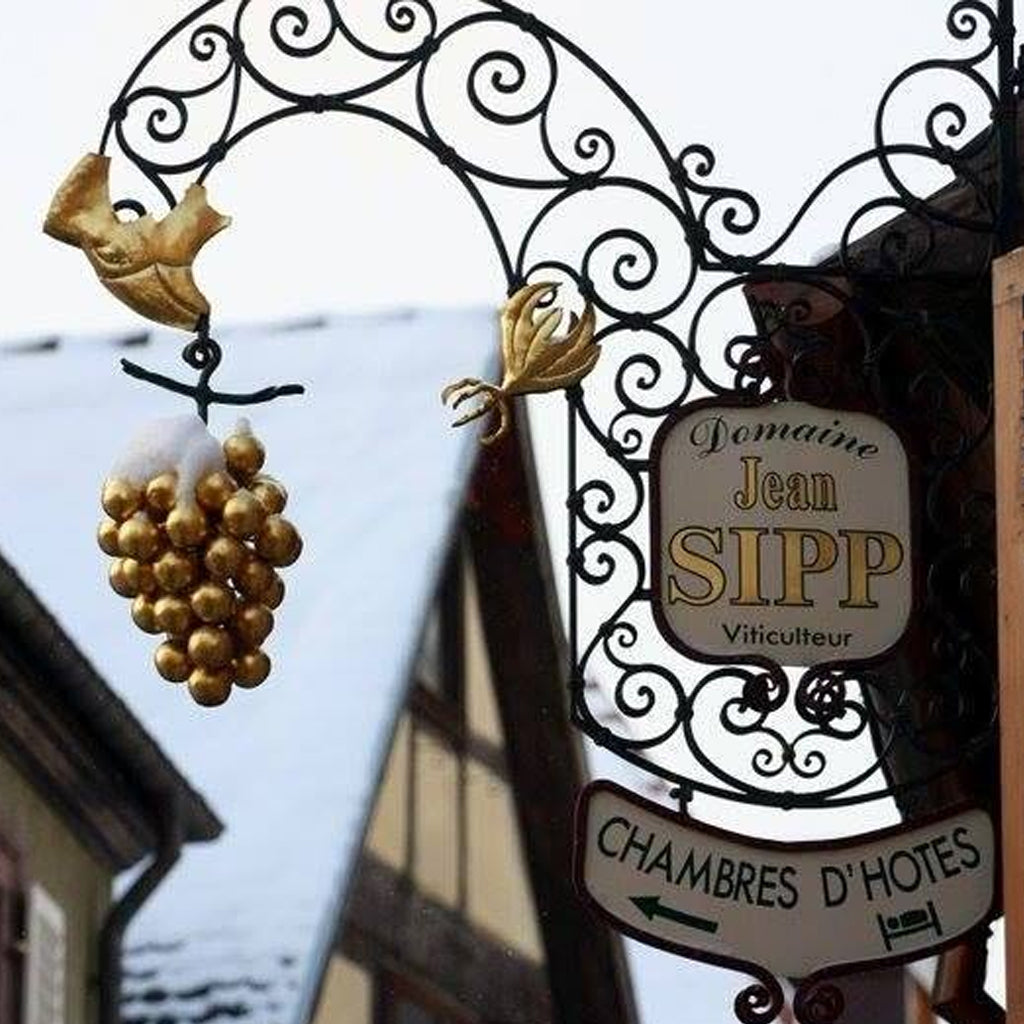 Traditional decorative Alsace Winery Sign for Domaine Jean Sipp