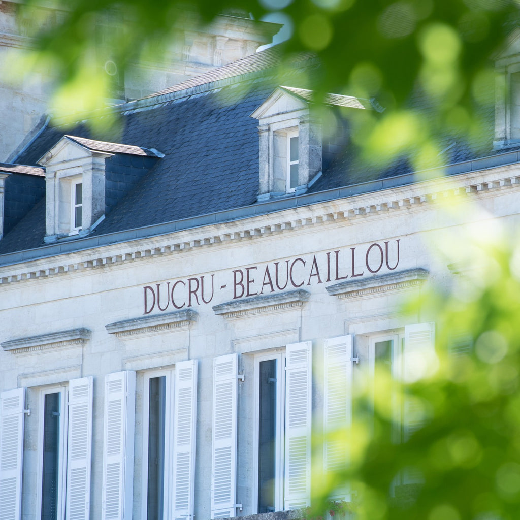 Close up image of Ducru-Beaucaillou on the front of the Château