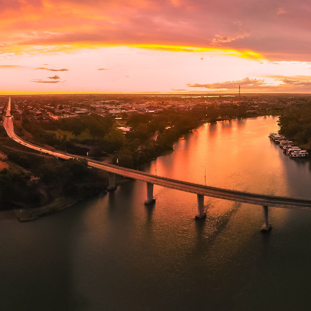 The George Chaffey Bridge crossing the Murray River into Mildura, the central hub of the Murray-Darling wine region