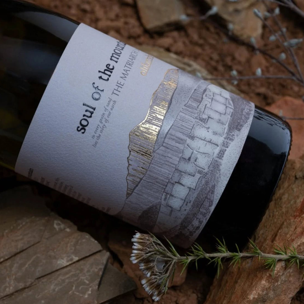 Close up view of the Olifantsberg Soul of the Mountain The Matriarch Wine Label 