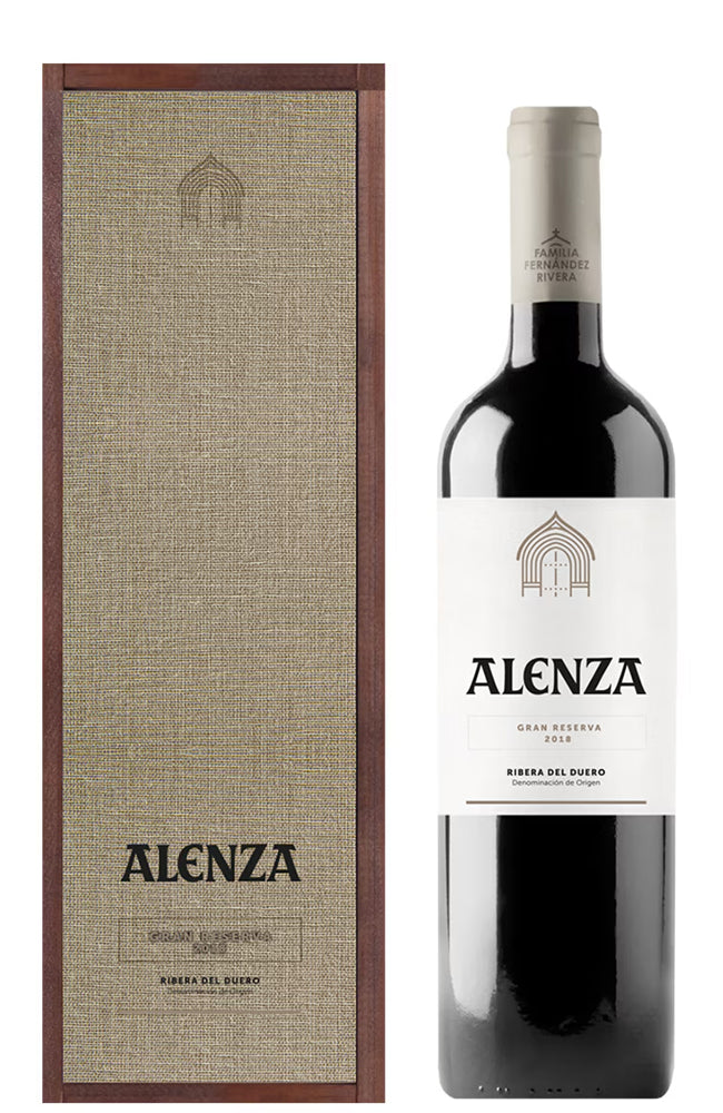 Condado de Haza Alenza Gran Reserva Ribera del Duero Red Wine Bottle and Gift Box on a white background