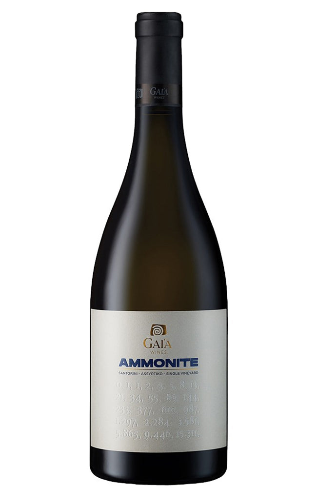 Gaia Wines Ammonite Assyrtiko Santorini Wine Bottle on a white background