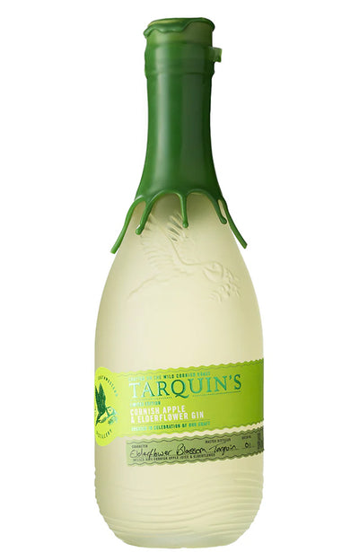 Bottle of Tarquin's Cornish Apple & Elderflower Gin on a white background