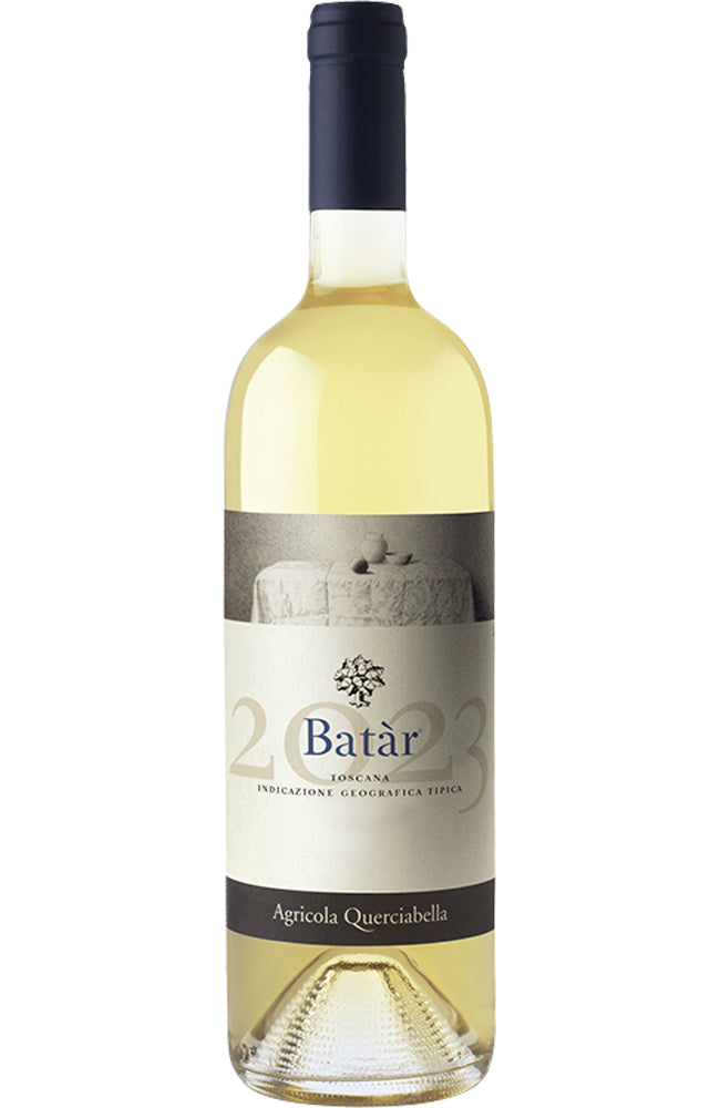 Bottle of Querciabella Batar White Wine on a white background