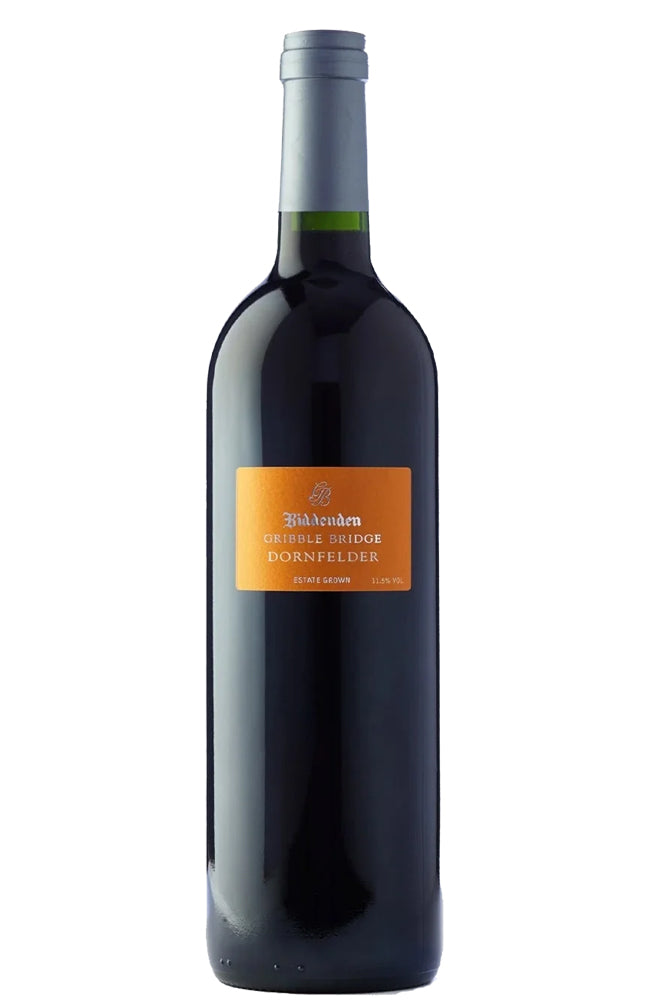 Bottle of Biddenden Vineyards Gribble Bridge Dornfelder Red Wine on a white background