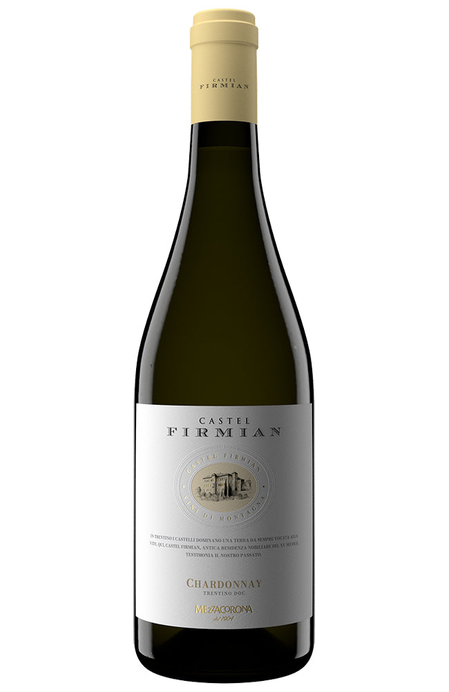 Castel Firmian Chardonnay White Wine Bottle on a white background