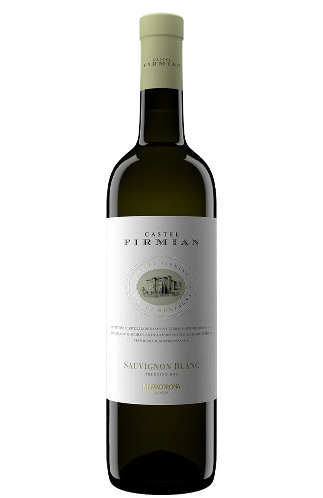 Bottle of Castel Firmian Sauvignon Blanc on a white background