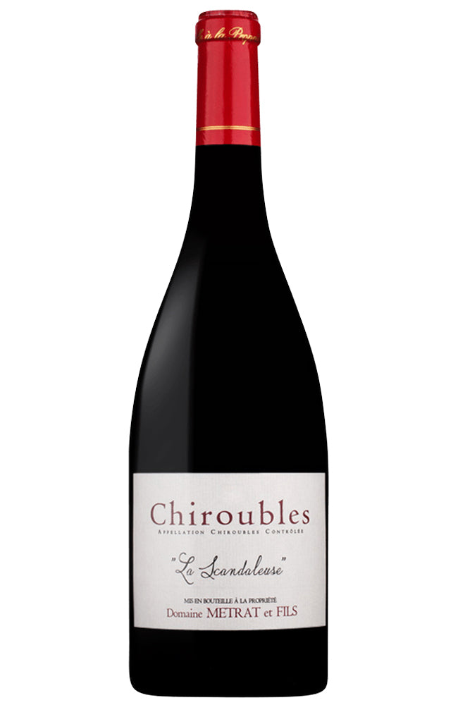 Bottle of Domaine Metrat et Fils Chiroubles La Scandaleuse Cru Beaujolais on a white background