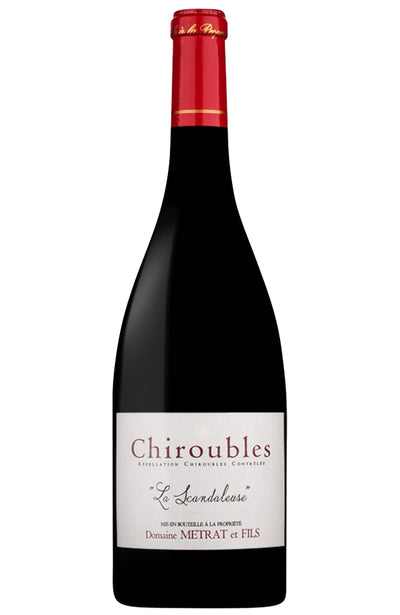 Bottle of Domaine Metrat et Fils Chiroubles La Scandaleuse Cru Beaujolais on a white background