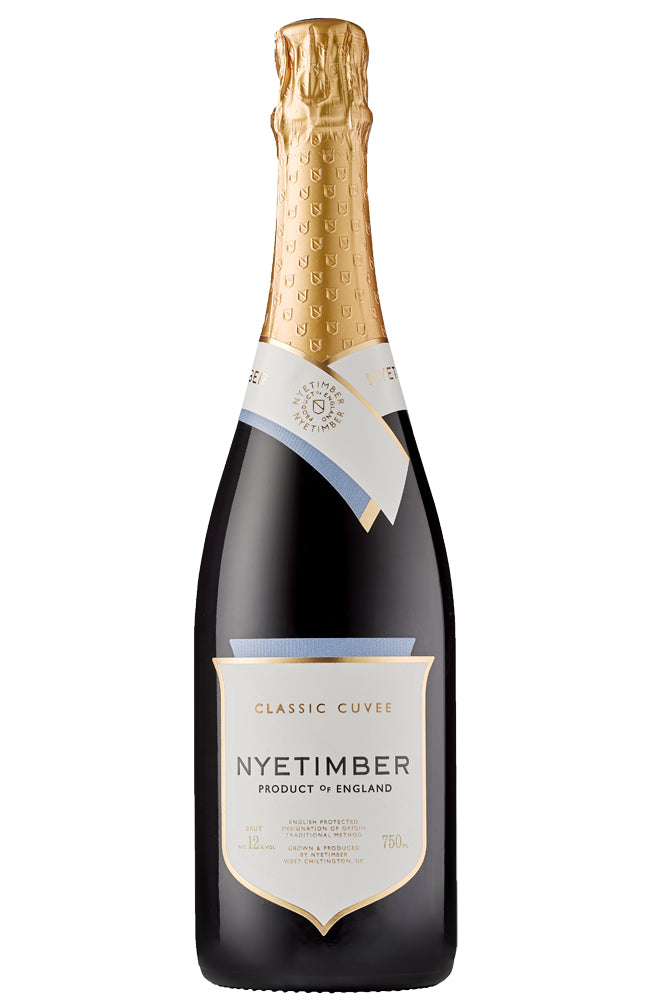 Bottle of Nyetimber Classic Cuvée NV English Sparkling Wine on a white background