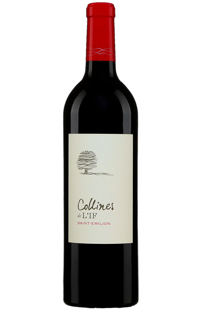 Collines de L'IF Saint-Émilion Red Wine Bottle on White Background