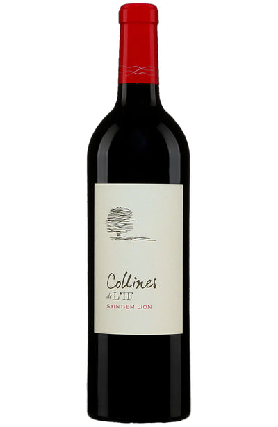 Collines de L'IF Saint-Émilion Red Wine Bottle on White Background