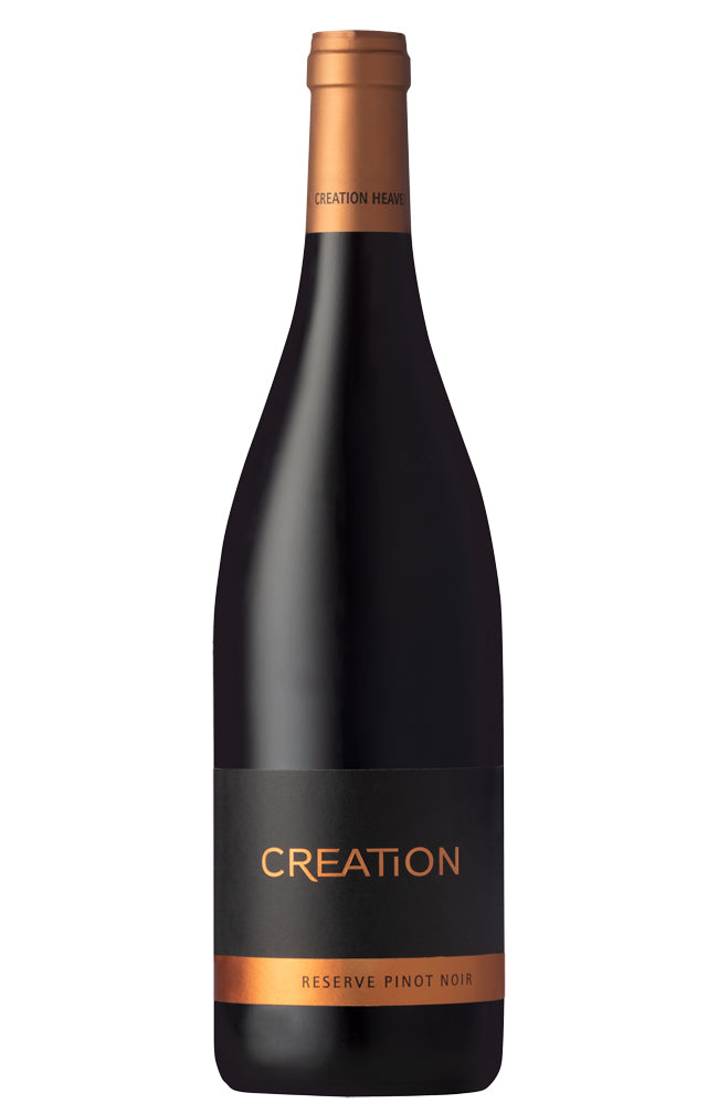 Wine bottle labeled 'Creation Reserve Pinot Noir' on a white background