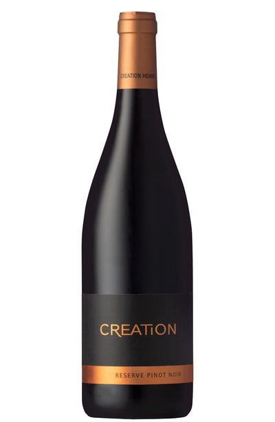 Wine bottle labeled 'Creation Reserve Pinot Noir' on a white background