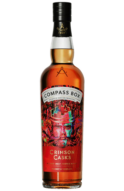 Bottle of Compass Box Crimson Casks whisky on a white background