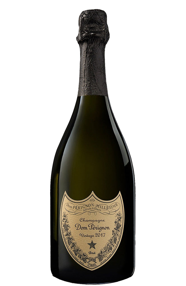 Bottle of Dom Pérignon Vintage Champagne 2017 on a white background