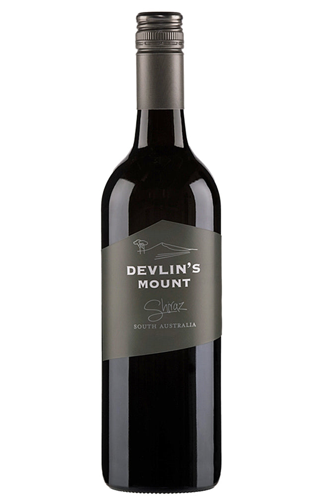 Byrne Vineyards Wine bottle labeled 'Devlin's Mount Shiraz' on a white background