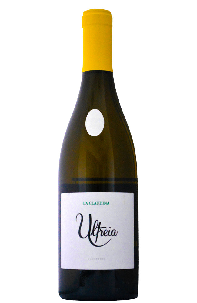 Raúl Pérez La Claudina Godello White Wine bottle with yellow capsule on a white background