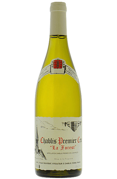 Vincent Dauvissat Wine bottle labeled 'Chablis Premier Cru La Forest' on a white background