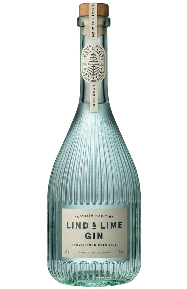 Bottle of Lind & Lime Gin on a white background