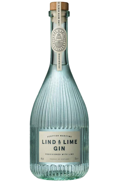 Bottle of Lind & Lime Gin on a white background