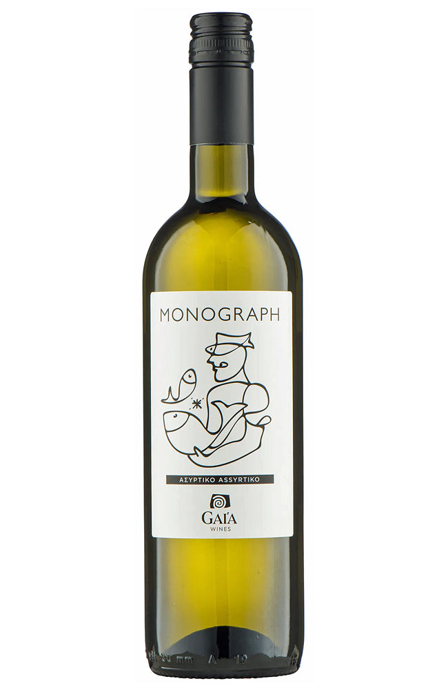 Gaia Wines Monograph Peloponnese Assyrtiko White Wine Bottle on a white background