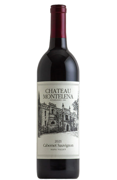 Bottle of Chateau Montelena Napa Valley Cabernet Sauvignon on a white background