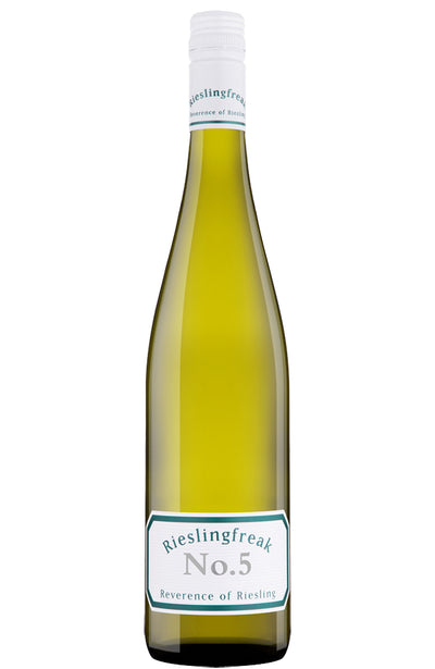 Bottle of Rieslingfreak No.5 Off-Dry Riesling on a white background.