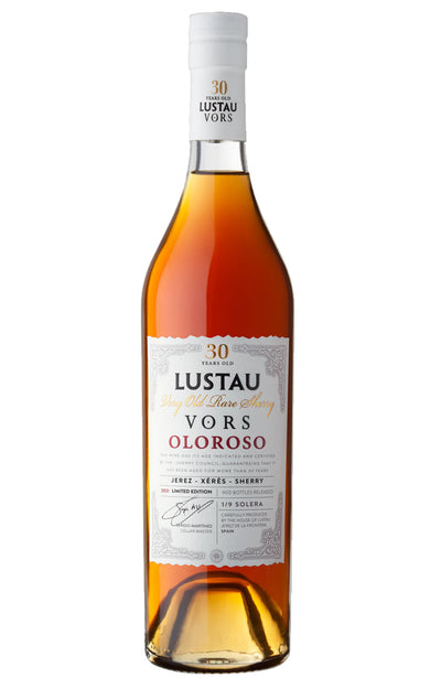 Lustau Oloroso 30 Year Old VORS Sherry Bottle on a white background