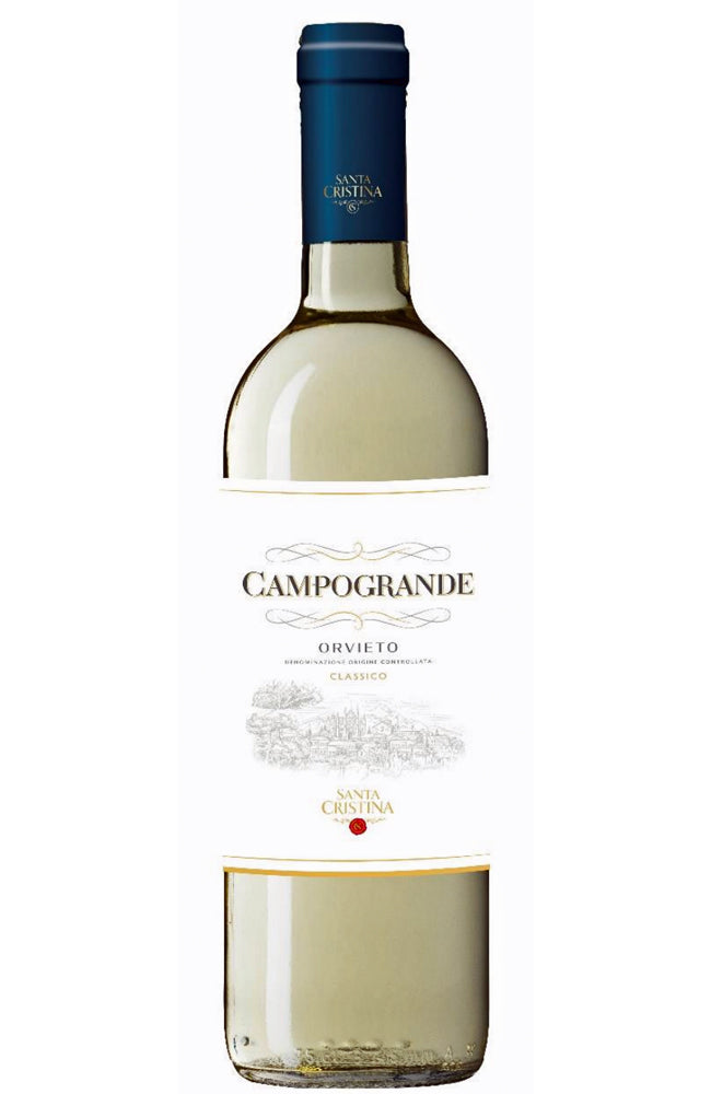 Santa Cristina Campogrande Orvieto white wine bottle on a white background