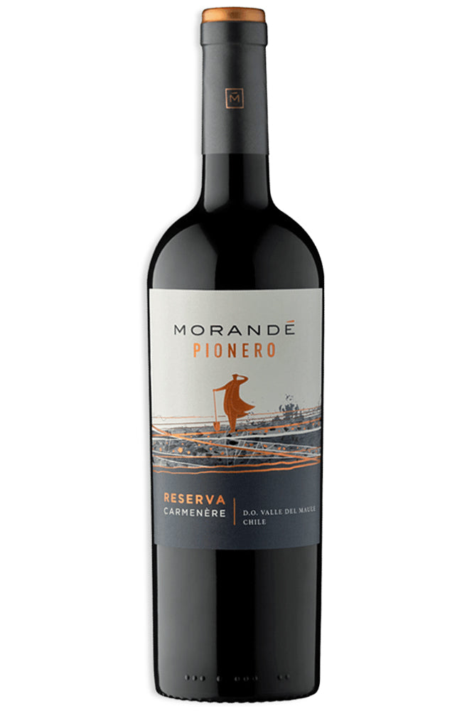 A bottle of Morandé Pionero Carménère Reserva Chilean Red Wine