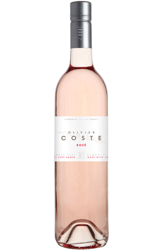Bottle of Olivier Coste Rosé Wine on a white background