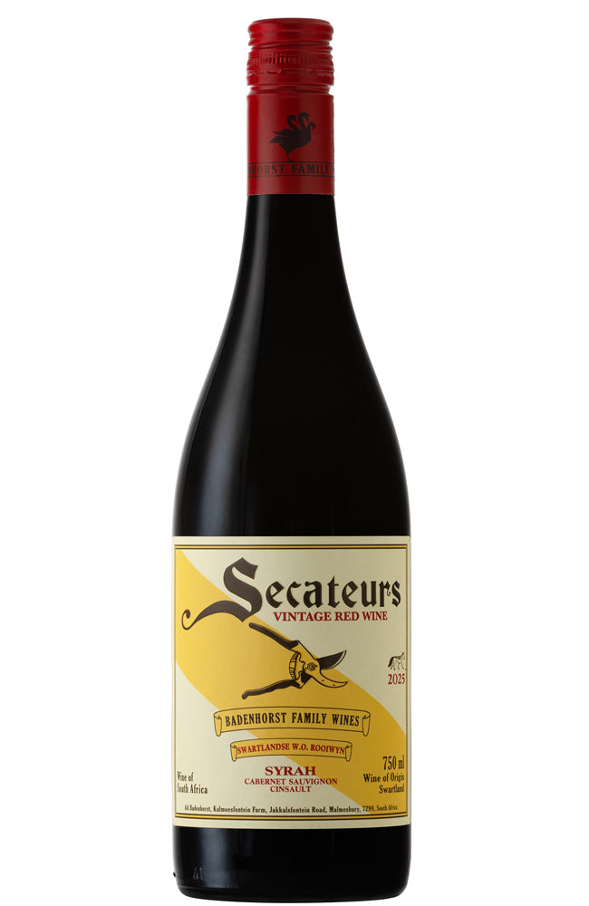 AA Badenhorst Family Wines Secateurs Red Wine Blend Bottle on a white background