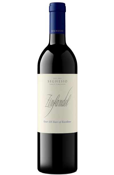 Seghesio Sonoma County Zinfandel wine bottle on a white background