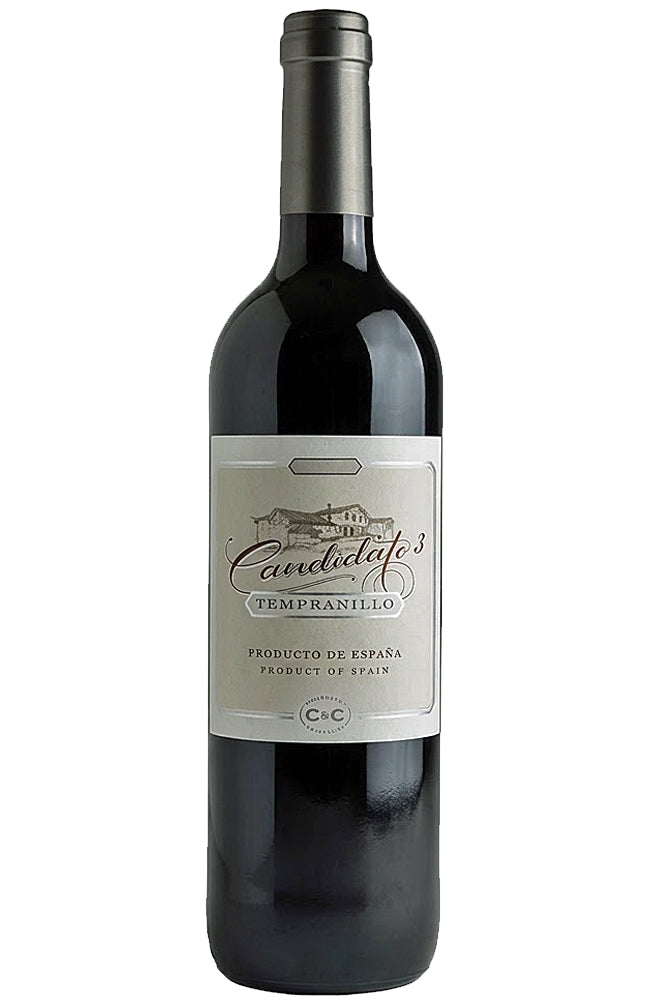 Candidato Barrica 3 Tempranillo Red wine bottle with a visible label on a white background 