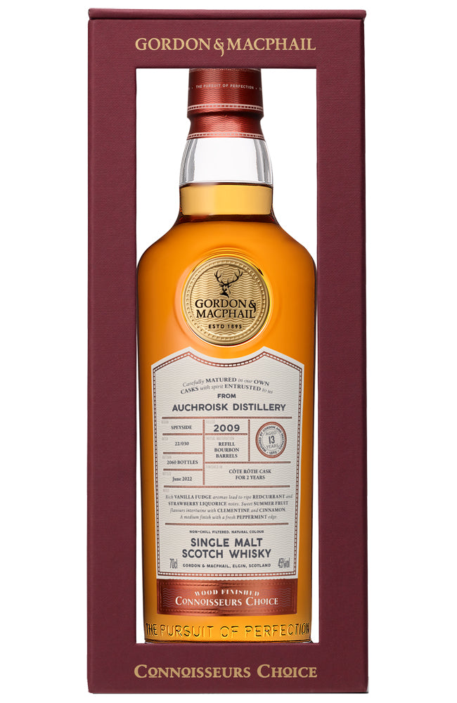Gordon & MacPhail Connoisseurs Choice Auchroisk Distillery Single Speyside Malt Scotch Whisky Côte Rôtie Finish Bottle 2009