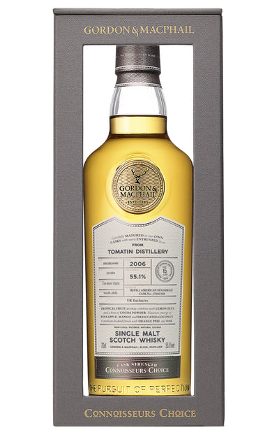 Gordon & MacPhail Connoisseurs Choice 15 Year Old Tomatin Cask Strength Single Highland Malt Scotch Whisky 2006 Bottle